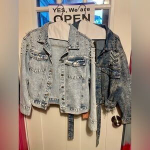 Bundle - 2 Brand New Denim  Pearl & Cut Out Jackets Womens XL